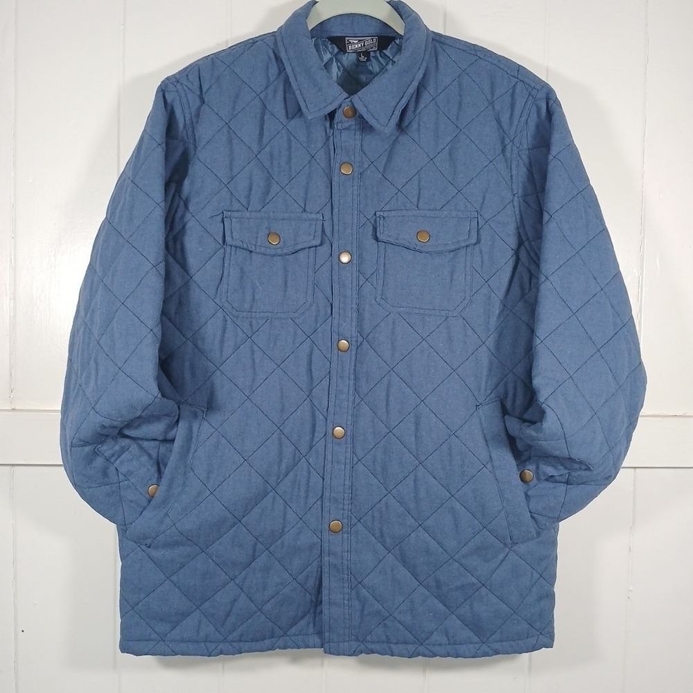 Vintage Benny Gold Jacket Quilted Windbreaker Men's Large‎ Blue Workwear Outdoor